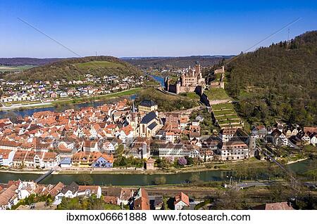 Aerial view, Wertheim with castle, river Main and Tauber, Wertheim, Baden-Württemberg, Germany, Europe View Large Photo Image Stock Photo - Aerial view, Wertheim with castle, river Main and Tauber, Wertheim, Baden-Württemberg, Germany, Europe. Fotosearch