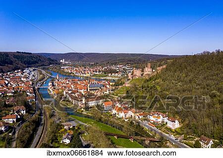 Aerial view, Werthein with castle Wertheim am Main and Tauber, Baden-Württemberg, Germany, Europe View Large Photo Image Picture - Aerial view, Werthein with castle Wertheim am Main and Tauber, Baden-Württemberg, Germany, Europe. Fotosearch