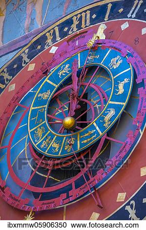 Stock Image - Astronomical clock and cytglogge, time bell tower, in the old town of Bern, Inner City, Bern, Canton of Bern, Switzerland, Europe. Fotosearch
