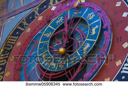 Stock Photography - Astronomical clock and cytglogge, time bell tower, in the old town of Bern, Inner City, Bern, Canton of Bern, Switzerland, Europe. Fotosearch