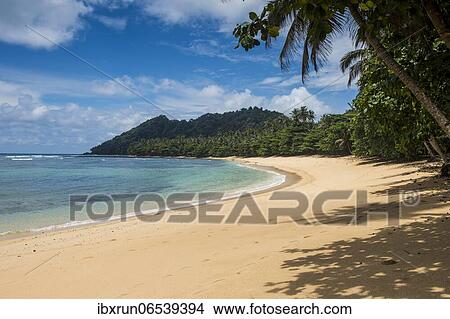 Beach Praia Cabana in the south coast of Sao Tome, Sao Tome and Principe, Atlantic ocean, Africa View Large Photo Image Picture - Beach Praia Cabana in the south coast of Sao Tome, Sao Tome and Principe, Atlantic ocean, Africa. Fotosearch