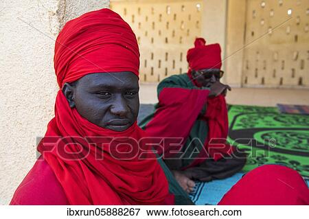 Stock Photo - Bodyguard of the Sultan before the Sultans palace of Koure, Niger, Africa. Fotosearch
