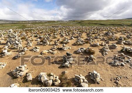 Stock Photography - Cairns at the Polar Circle Center on the E6, Norway, Europe. Fotosearch