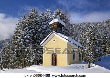 Stock Photo - Chapel Maria Schnee in winter, Tyrol, Austria, Europe. Fotosearch