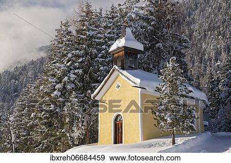 Stock Photo - Chapel Maria Schnee in winter, Tyrol, Austria, Europe. Fotosearch