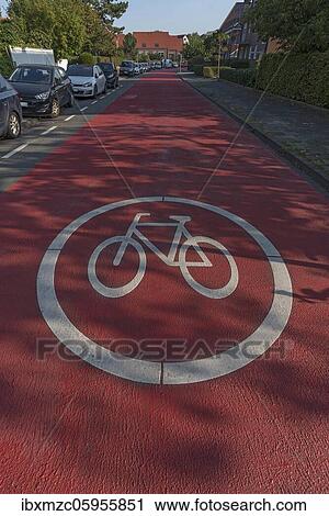 Completely red marked bicycle road, cars must subordinate themselves, Münster, North Rhine-Westphalia, Germany, Europe View Large Photo Image Stock Image - Completely red marked bicycle road, cars must subordinate themselves, Münster, North Rhine-Westphalia, Germany, Europe. Fotosearch