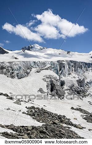 Picture - Crevasses at the Glacier du Tour, glaciers, high alpine landscape, Chamonix, Haute-Savoie, France, Europe. Fotosearch