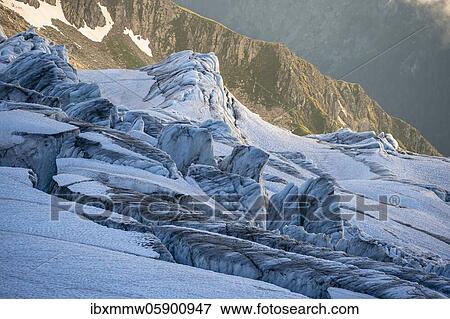Stock Photo - Crevasses at the Glacier du Tour, glaciers, high alpine landscape, Chamonix, Haute-Savoie, France, Europe. Fotosearch