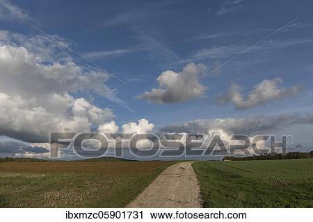 Cumulus clouds (Cumulus) over a country lane, Franconia, Bavaria, Germany, Europe View Large Photo Image Stock Image - Cumulus clouds (Cumulus) over a country lane, Franconia, Bavaria, Germany, Europe. Fotosearch