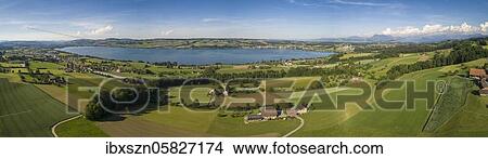 Drone shot, Lake Sempach, Huprächtigen, Nottwil, Lucerne, Switzerland, Europe View Large Photo Image Picture - Drone shot, Lake Sempach, Huprächtigen, Nottwil, Lucerne, Switzerland, Europe. Fotosearch