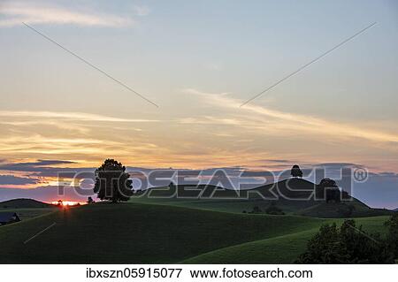 Stock Photo - Drumlins, glacially formed hills of the last ice age, Menzingen, Canton Zug, Switzerland, Europe. Fotosearch