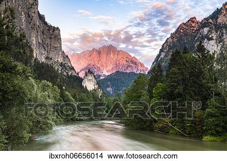Entrance to the Gesäuse in the evening, river Enns, Großer Ödstein in the background, Hochtor, Hochtor Group, Gesäuse National Park, Styria, Austria, Europe View Large Photo Image Picture - Entrance to the Gesäuse in the evening, river Enns, Großer Ödstein in the background, Hochtor, Hochtor Group, Gesäuse National Park, Styria, Austria, Europe. Fotosearch