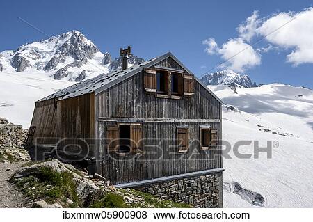 Evening mood, Former hut of the Refuge Albert 1er, Glacier du Tour, Glaciers and mountain peaks, High alpine landscape, Tête Blanche, Petite and Grande Fourche on the left, Alguille de Chardonnet on the right, Chamonix, Haute-Savoie, France, Europe View Large Photo Image Stock Photo - Evening mood, Former hut of the Refuge Albert 1er, Glacier du Tour, Glaciers and mountain peaks, High alpine landscape, Tête Blanche, Petite and Grande Fourche on the left, Alguille de Chardonnet on the right, Chamonix, Haute-Savoie, France, Europe. Fotosearch