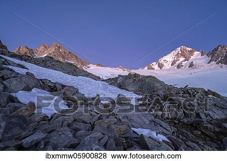 Evening mood, Glacier du Tour, Glacier and mountain peaks, High alpine landscape, Tête Blanche, Petite and Grande Fourche on the left, Aiguille du Chardonnet on the right, Chamonix, Haute-Savoie, France, Europe View Large Photo Image Stock Photo - Evening mood, Glacier du Tour, Glacier and mountain peaks, High alpine landscape, Tête Blanche, Petite and Grande Fourche on the left, Aiguille du Chardonnet on the right, Chamonix, Haute-Savoie, France, Europe. Fotosearch
