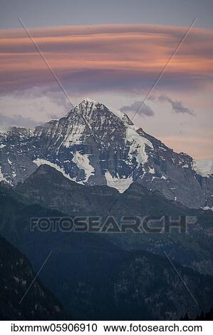 Evening mood, view of mountain peaks, Mönch, Jungfrauregion, Grindelwald, Bern, Switzerland, Europe View Large Photo Image Stock Image - Evening mood, view of mountain peaks, Mönch, Jungfrauregion, Grindelwald, Bern, Switzerland, Europe. Fotosearch