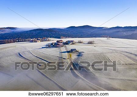 Farms in the middle of meadows covered with hoar frost, agricultural landscape, From above, aerial view, drone photo, Mondsee, Mondseeland, Salzkammergut, Upper Austria, Austria, Europe View Large Photo Image Stock Image - Farms in the middle of meadows covered with hoar frost, agricultural landscape, From above, aerial view, drone photo, Mondsee, Mondseeland, Salzkammergut, Upper Austria, Austria, Europe. Fotosearch