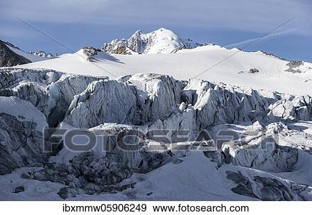 Stock Photo - Glacier du Tour, glacier and mountain peaks, high alpine landscape, summit of Aiguille du Chardonnet, Chamonix, Haute-Savoie, France, Europe. Fotosearch