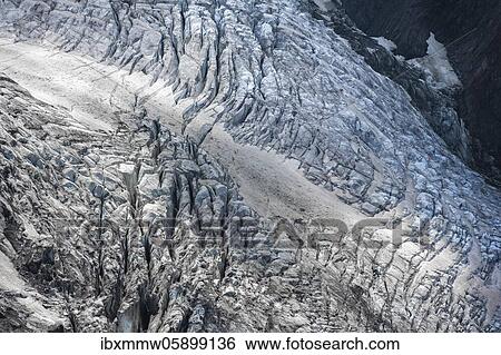 Stock Photograph - Glacier ice with crevasses, glacier tongue, Glacier des Bossons, La Jonction, Chamonix, Haute-Savoie, France, Europe. Fotosearch