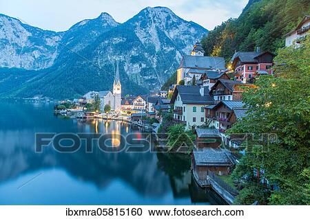 Hallstatt am Hallstätter See am Abend, Upper Austria, Austria, Europe View Large Photo Image Stock Image - Hallstatt am Hallstätter See am Abend, Upper Austria, Austria, Europe. Fotosearch