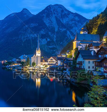Hallstatt am Hallstätter See am Abend, Upper Austria, Austria, Europe View Large Photo Image Stock Image - Hallstatt am Hallstätter See am Abend, Upper Austria, Austria, Europe. Fotosearch