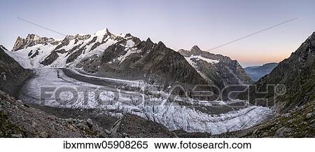 High alpine landscape, sunrise, glacier tongue, glacier Unteres Eismeer, Finsteraarhorn, Agasszishorn, Großes Fiescherhorn, Bernese Oberland, Switzerland, Europe View Large Photo Image Stock Photography - High alpine landscape, sunrise, glacier tongue, glacier Unteres Eismeer, Finsteraarhorn, Agasszishorn, Großes Fiescherhorn, Bernese Oberland, Switzerland, Europe. Fotosearch