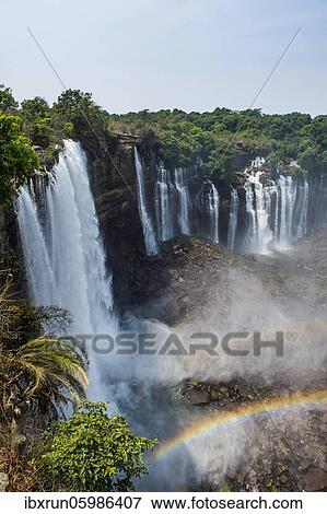 Stock Photo - Kalandula Falls with rainbow, Malanje province, Angola, Africa. Fotosearch