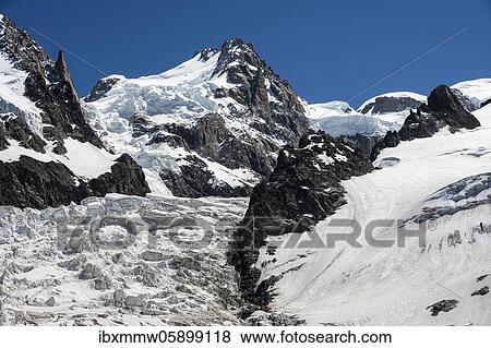 La Jonction, glacier tongue, Glacier des Bossons meets Glacier de Taconnaz, summit of Mont Maudit and Mont Blanc, Chamonix, Haute-Savoie, France, Europe View Large Photo Image Stock Photo - La Jonction, glacier tongue, Glacier des Bossons meets Glacier de Taconnaz, summit of Mont Maudit and Mont Blanc, Chamonix, Haute-Savoie, France, Europe. Fotosearch