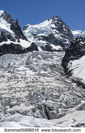 La Jonction, glacier tongue, Glacier des Bossons meets Glacier de Taconnaz, summit of Mont Maudit and Mont Blanc, Chamonix, Haute-Savoie, France, Europe View Large Photo Image Stock Photograph - La Jonction, glacier tongue, Glacier des Bossons meets Glacier de Taconnaz, summit of Mont Maudit and Mont Blanc, Chamonix, Haute-Savoie, France, Europe. Fotosearch