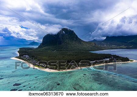 Le Morne Brabant, in front of it resorts, aerial view, Mauritius, Africa View Large Photo Image Stock Image - Le Morne Brabant, in front of it resorts, aerial view, Mauritius, Africa. Fotosearch