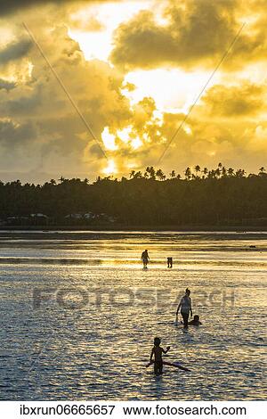 Locals local for snails at sunset in the lagoon of Wallis, Wallis and Futuna, Oceania View Large Photo Image Stock Photo - Locals local for snails at sunset in the lagoon of Wallis, Wallis and Futuna, Oceania. Fotosearch
