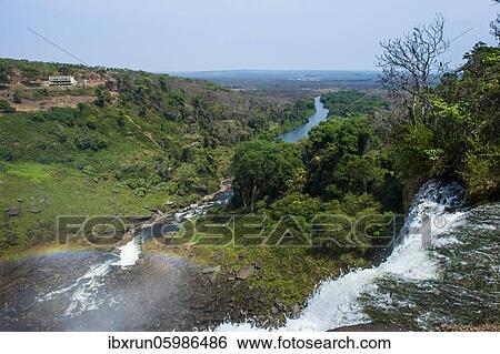 Stock Photograph - Lucala river flowing out from the Kalandula Falls, Malanje province, Angola, Africa. Fotosearch