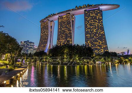 Marina Bay Sands Hotel at dusk, Singapore, Asia View Large Photo Image Stock Image - Marina Bay Sands Hotel at dusk, Singapore, Asia. Fotosearch