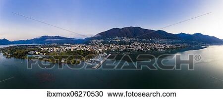 Morning aerial view, Locarno, Lake Maggiore, Ticino, Switzerland, Europe View Large Photo Image Stock Image - Morning aerial view, Locarno, Lake Maggiore, Ticino, Switzerland, Europe. Fotosearch