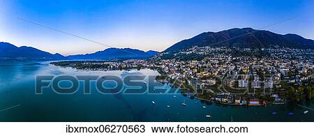 Morning aerial view, Locarno, Lake Maggiore, Ticino, Switzerland, Europe View Large Photo Image Stock Image - Morning aerial view, Locarno, Lake Maggiore, Ticino, Switzerland, Europe. Fotosearch