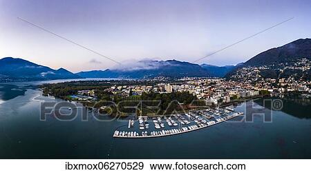 Morning aerial view, Locarno, Lake Maggiore, Ticino, Switzerland, Europe View Large Photo Image Stock Photo - Morning aerial view, Locarno, Lake Maggiore, Ticino, Switzerland, Europe. Fotosearch