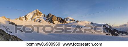 Stock Photo - Mountain panorama, Glacier du Tour, glaciers and mountain peaks, high alpine landscape, Alguille de Chardonnet, Chamonix, Haute-Savoie, France, Europe. Fotosearch