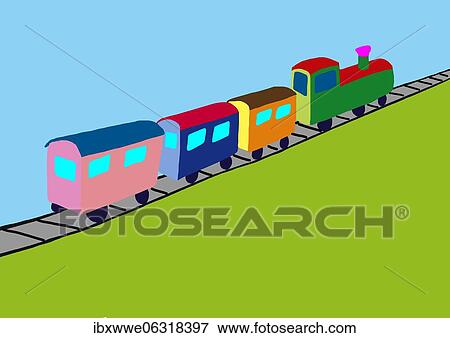 Naive illustration, children drawing, steam locomotive with different colored wagon, Austria, Europe View Large Photo Image Stock Photo - Naive illustration, children drawing, steam locomotive with different colored wagon, Austria, Europe. Fotosearch