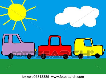 Naive illustration, children drawing, different colored cars, Austria, Europe View Large Photo Image Stock Photography - Naive illustration, children drawing, different colored cars, Austria, Europe. Fotosearch