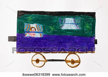 Naive illustration, children's drawing, railway wagon, Austria, Europe View Large Photo Image Stock Photo - Naive illustration, children's drawing, railway wagon, Austria, Europe. Fotosearch