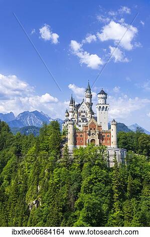 Neuschwanstein Castle in summer, near Schwangau, Ostallgäu, Allgäu, Swabia, Bavaria, Germany, Europe View Large Photo Image Picture - Neuschwanstein Castle in summer, near Schwangau, Ostallgäu, Allgäu, Swabia, Bavaria, Germany, Europe. Fotosearch