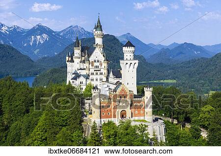 Neuschwanstein Castle in summer, near Schwangau, Ostallgäu, Allgäu, Swabia, Bavaria, Germany, Europe View Large Photo Image Stock Image - Neuschwanstein Castle in summer, near Schwangau, Ostallgäu, Allgäu, Swabia, Bavaria, Germany, Europe. Fotosearch