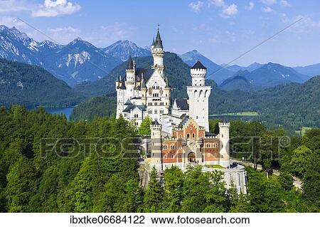 Neuschwanstein Castle in summer, near Schwangau, Ostallgäu, Allgäu, Swabia, Bavaria, Germany, Europe View Large Photo Image Stock Image - Neuschwanstein Castle in summer, near Schwangau, Ostallgäu, Allgäu, Swabia, Bavaria, Germany, Europe. Fotosearch