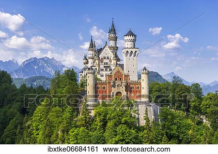 Neuschwanstein Castle in summer, near Schwangau, Ostallgäu, Allgäu, Swabia, Bavaria, Germany, Europe View Large Photo Image Stock Image - Neuschwanstein Castle in summer, near Schwangau, Ostallgäu, Allgäu, Swabia, Bavaria, Germany, Europe. Fotosearch