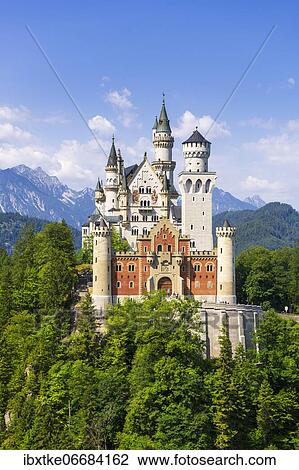 Neuschwanstein Castle in summer, near Schwangau, Ostallgäu, Allgäu, Swabia, Bavaria, Germany, Europe View Large Photo Image Stock Image - Neuschwanstein Castle in summer, near Schwangau, Ostallgäu, Allgäu, Swabia, Bavaria, Germany, Europe. Fotosearch