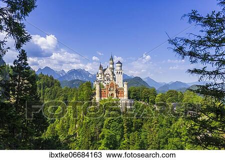 Neuschwanstein Castle in summer, near Schwangau, Ostallgäu, Allgäu, Swabia, Bavaria, Germany, Europe View Large Photo Image Stock Image - Neuschwanstein Castle in summer, near Schwangau, Ostallgäu, Allgäu, Swabia, Bavaria, Germany, Europe. Fotosearch