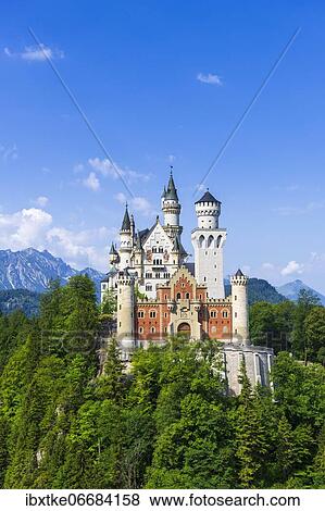 Neuschwanstein Castle in summer, near Schwangau, Ostallgäu, Allgäu, Swabia, Bavaria, Germany, Europe View Large Photo Image Stock Photo - Neuschwanstein Castle in summer, near Schwangau, Ostallgäu, Allgäu, Swabia, Bavaria, Germany, Europe. Fotosearch