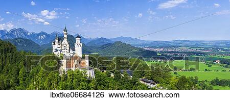 Neuschwanstein Castle in summer, near Schwangau, Ostallgäu, Allgäu, Swabia, Bavaria, Germany, Europe View Large Photo Image Stock Photograph - Neuschwanstein Castle in summer, near Schwangau, Ostallgäu, Allgäu, Swabia, Bavaria, Germany, Europe. Fotosearch