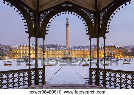 New castle at Schlossplatz, anniversary column, winter, snow, city center, Stuttgart, Baden-Württemberg, Germany, Europe View Large Photo Image Stock Image - New castle at Schlossplatz, anniversary column, winter, snow, city center, Stuttgart, Baden-Württemberg, Germany, Europe. Fotosearch