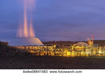 Stock Image - Nuclear power plant Neckarwestheim, Neckarwestheim, Baden-Württemberg, Germany, Europe. Fotosearch