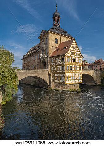 Old Town Hall at the Regnitz, Bamberg, Upper Franconia, Bavaria, Germany, Europe View Large Photo Image Stock Photo - Old Town Hall at the Regnitz, Bamberg, Upper Franconia, Bavaria, Germany, Europe. Fotosearch